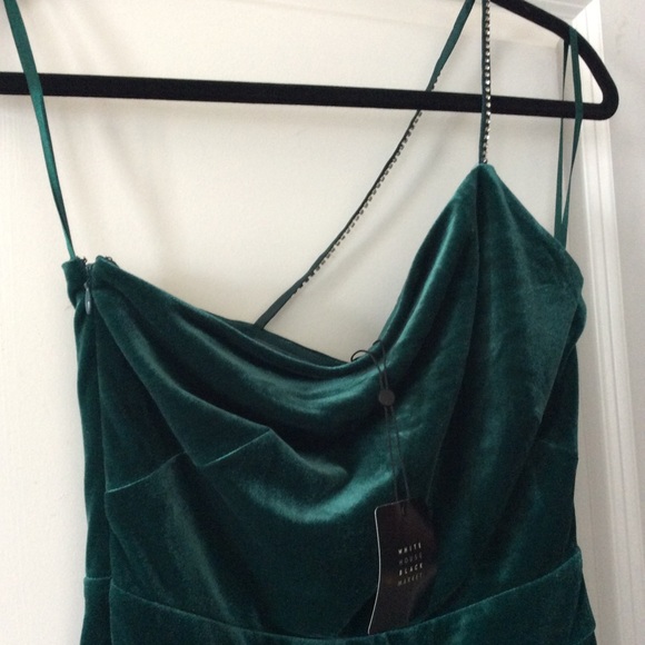 NWT WHBM One-Shoulder Velvet Jumpsuit - Picture 11 of 13